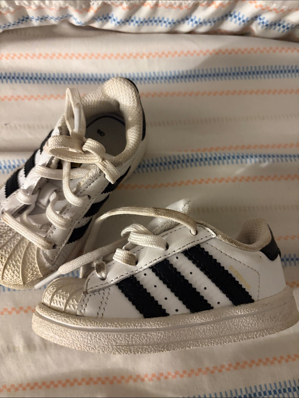 adidas Kids White and Black Three-Stripe Sneakers